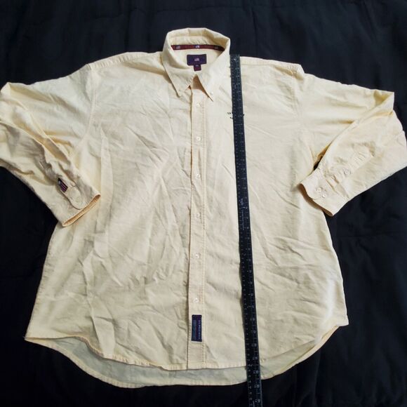 US Polo ASSN Mens Button Up Shirt Yellow Size XL Cotton Long Sleeve Collar Logo - Picture 8 of 12